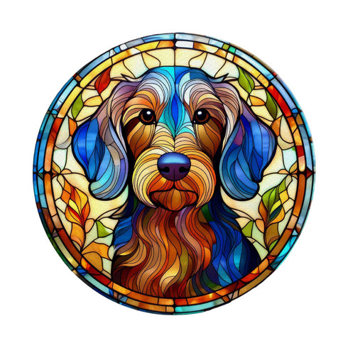 Dachshund Wirehaired Glass Suncatcher Worktop Saver